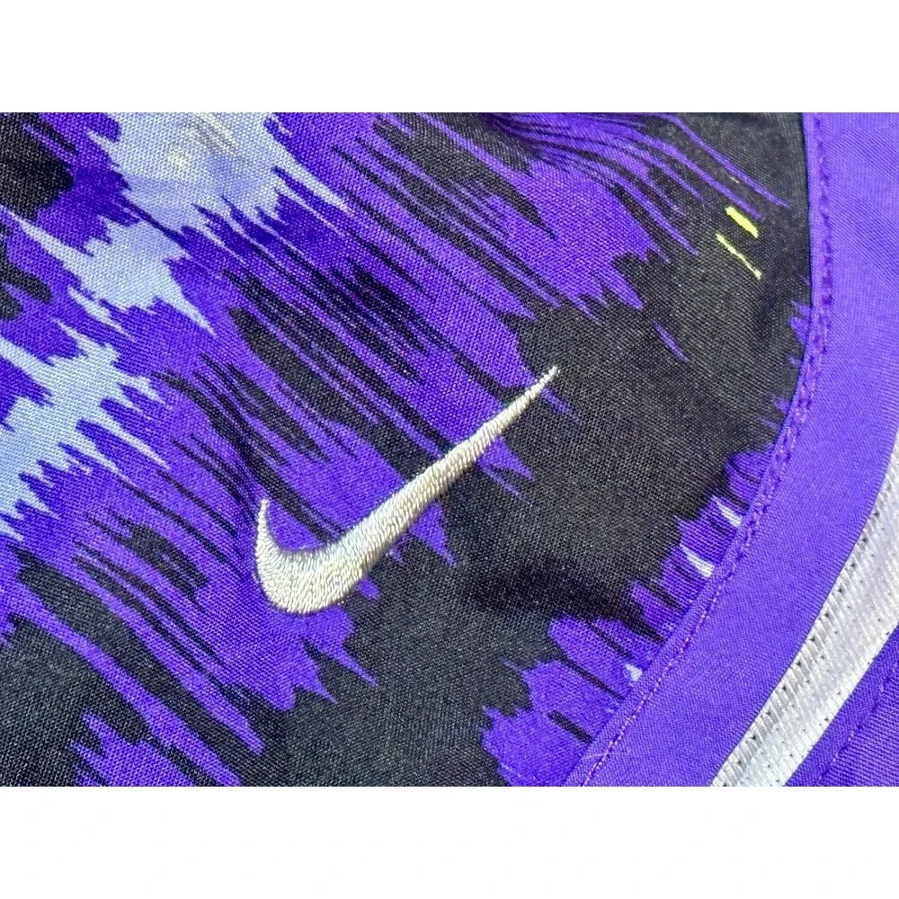 NIKE Womens Dri Fit Running Shorts Purple Black White Striped Standard Fit Small - Picture 10 of 10